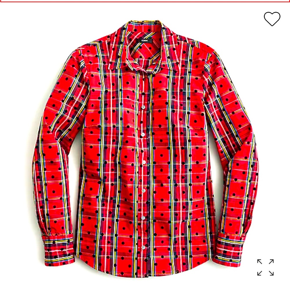J. Crew Stewart Tartan Button Down with Velvet Dots